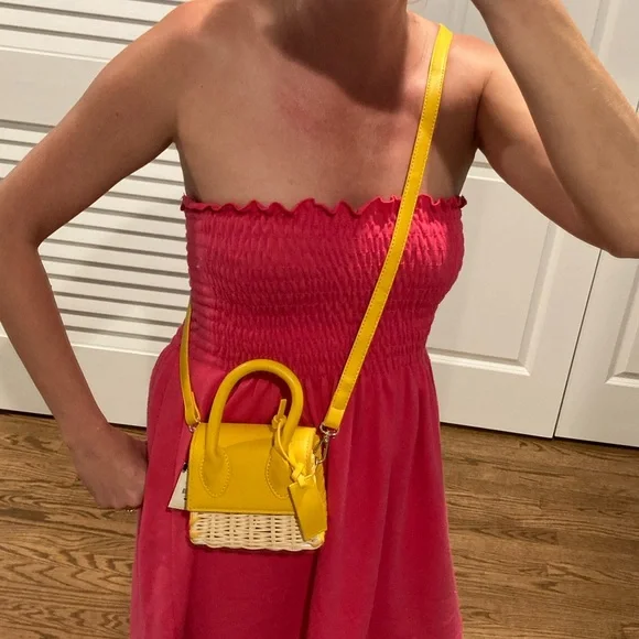Mini Straw Crossbody Purse Yellow - Picture 4 of 11